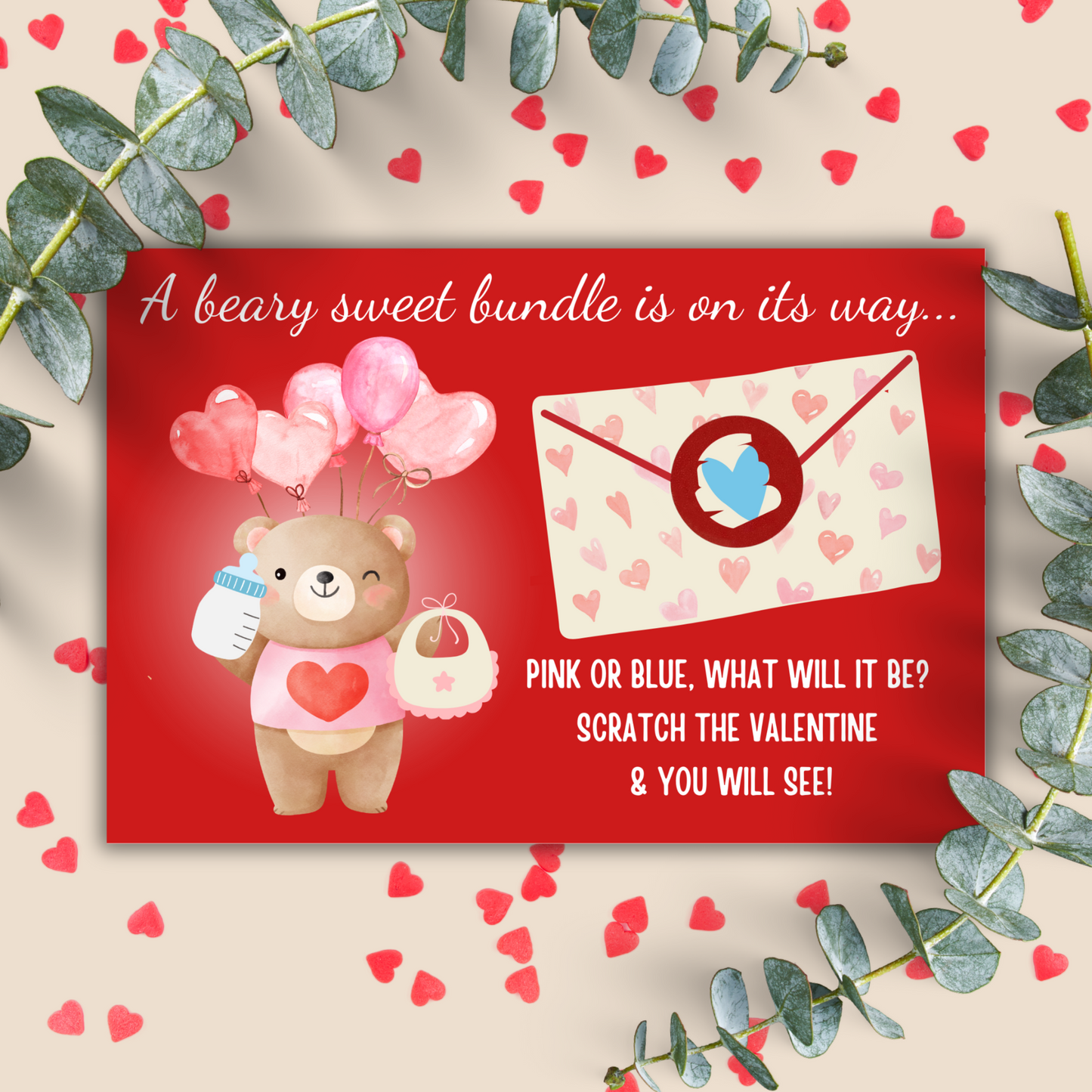 Valentines Gender Reveal Scratch Off Cards - 5 pack