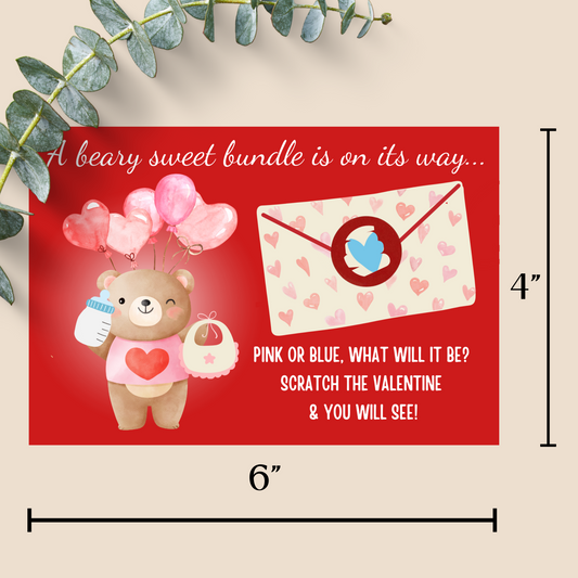 Valentines Gender Reveal Scratch Off Cards - 5 pack