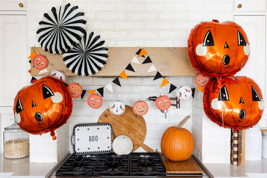 Vintage Halloween Pumpkins and Felt Pennant Banner