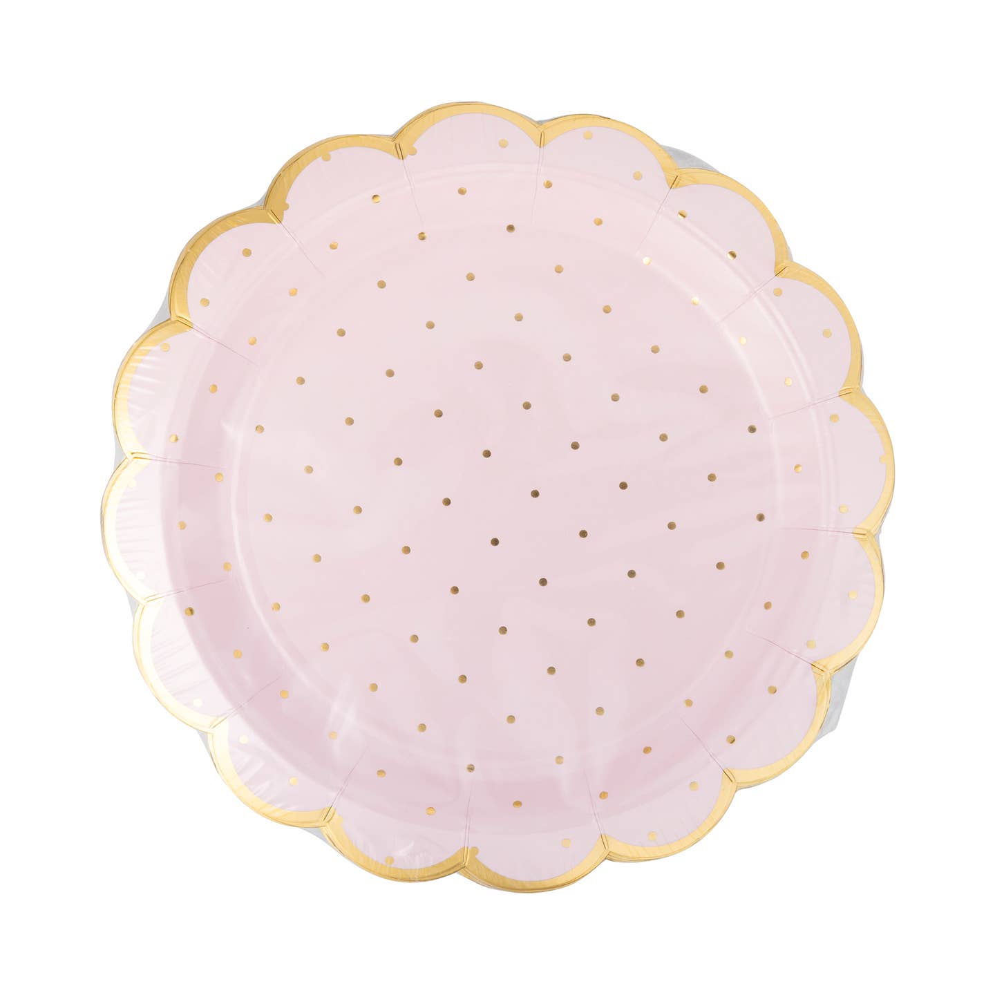 Pink 9" Gold Foil Polka Dot Paper Plates