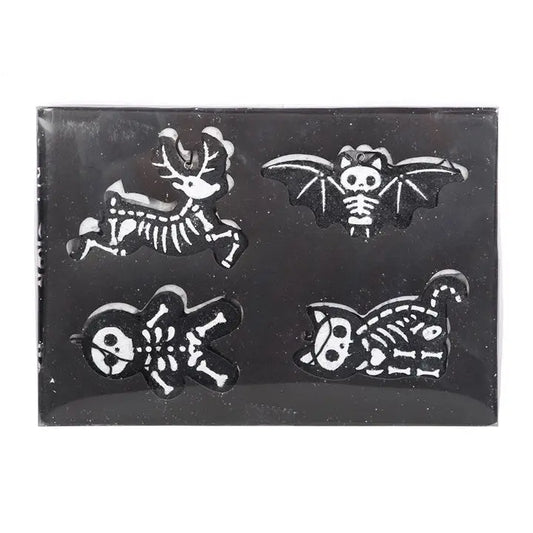 Black Skeleton Christmas Gingerbread Ornaments - Set of 4