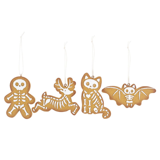 Creepy Christmas Skeleton Cookie Ornaments - Set of 4