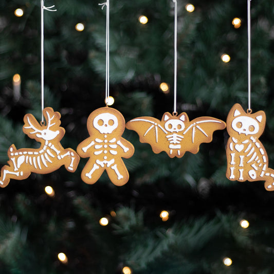 Creepy Christmas Skeleton Cookie Ornaments - Set of 4